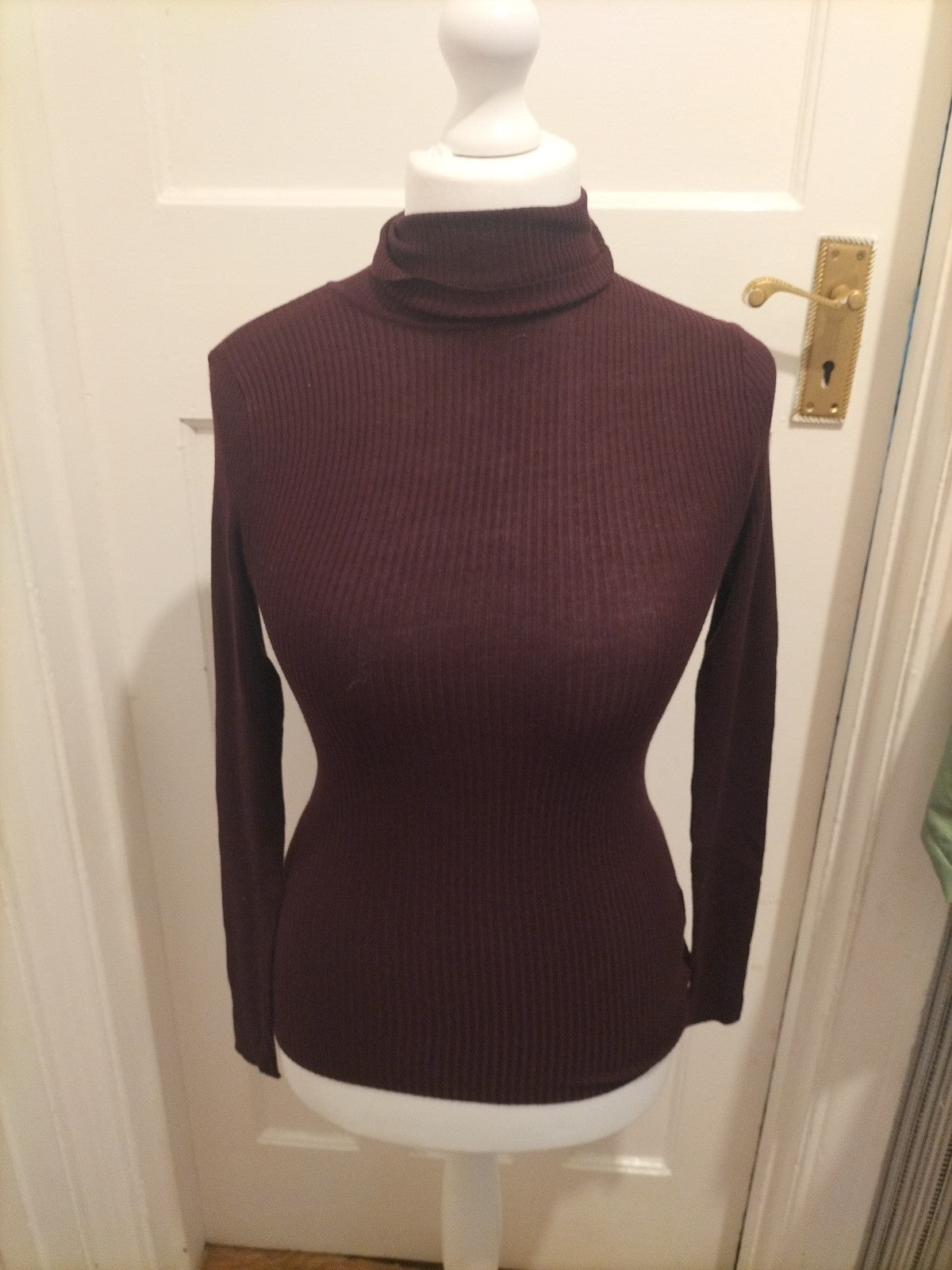 Ladies Primark Size 10 Dark Purple High Neck Long Sleeved Jumper