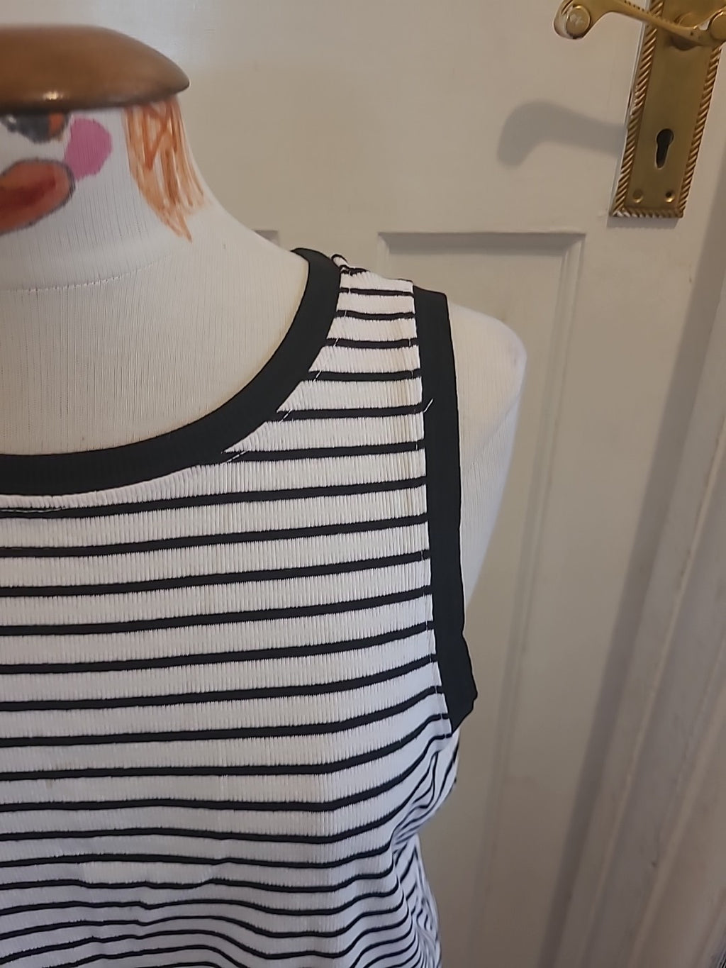 Ladies Primark Size 22-24 Striped Rib Crop Vest