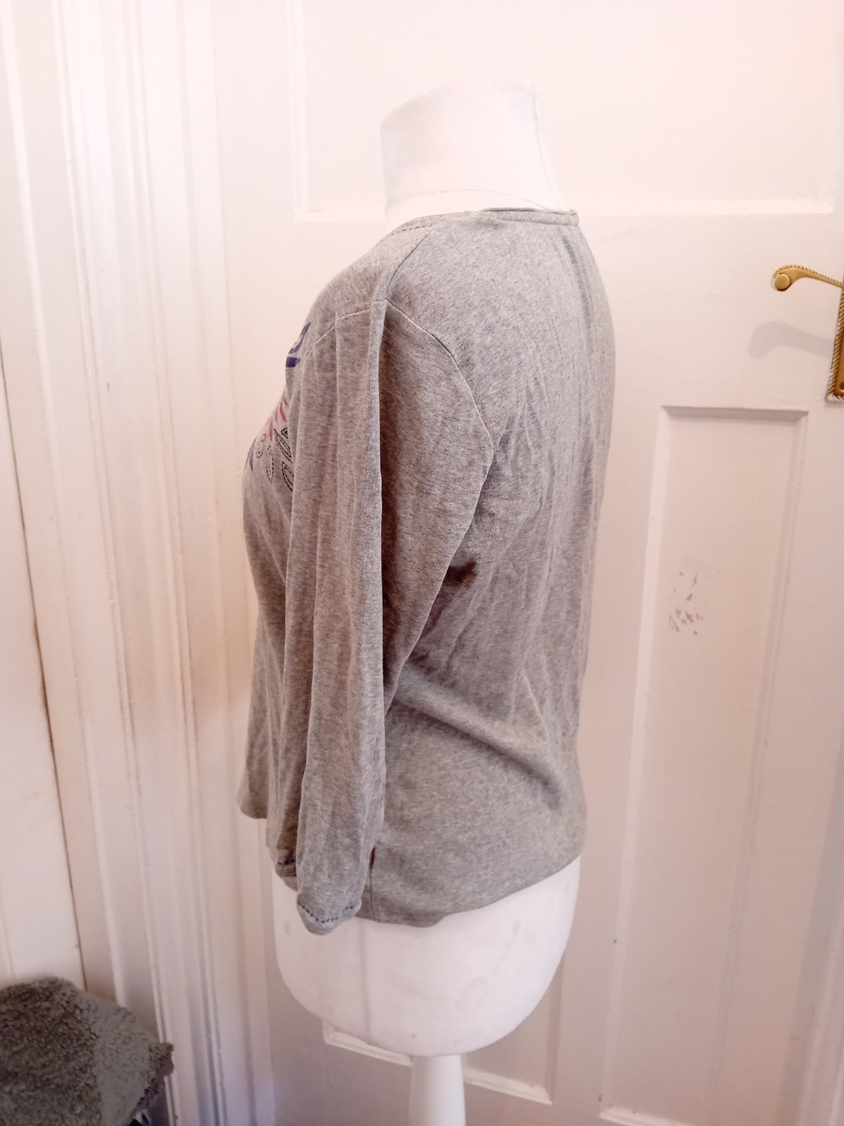 Maine New England 14 Grey Floral Blouse