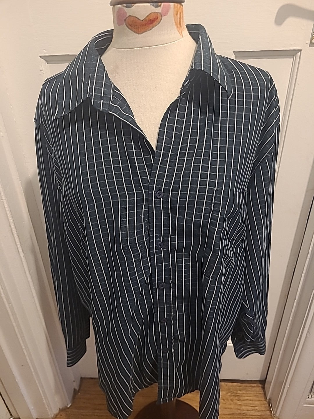 Mens Fiori Size XL Blue And White Check Long Sleeve Shirt