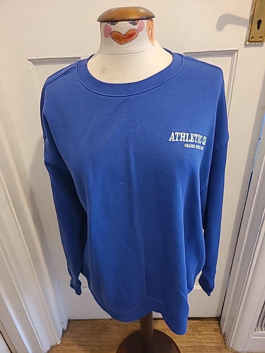 Mens Primark Size Large Blue Long Sleeved With White Print Sweatshirt