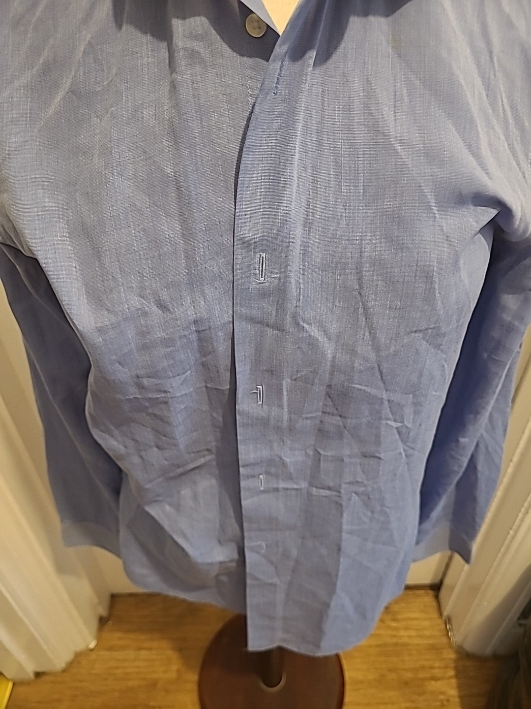 Mens Next Size 15" Blue Detailed Long Sleeved Shirt