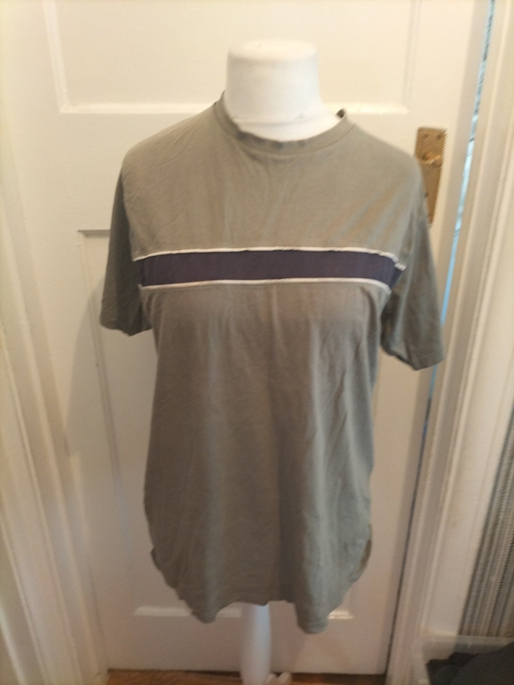 Mens James Pringle Size Medium Cotton Green And Navy Short Sleeve T-shirt