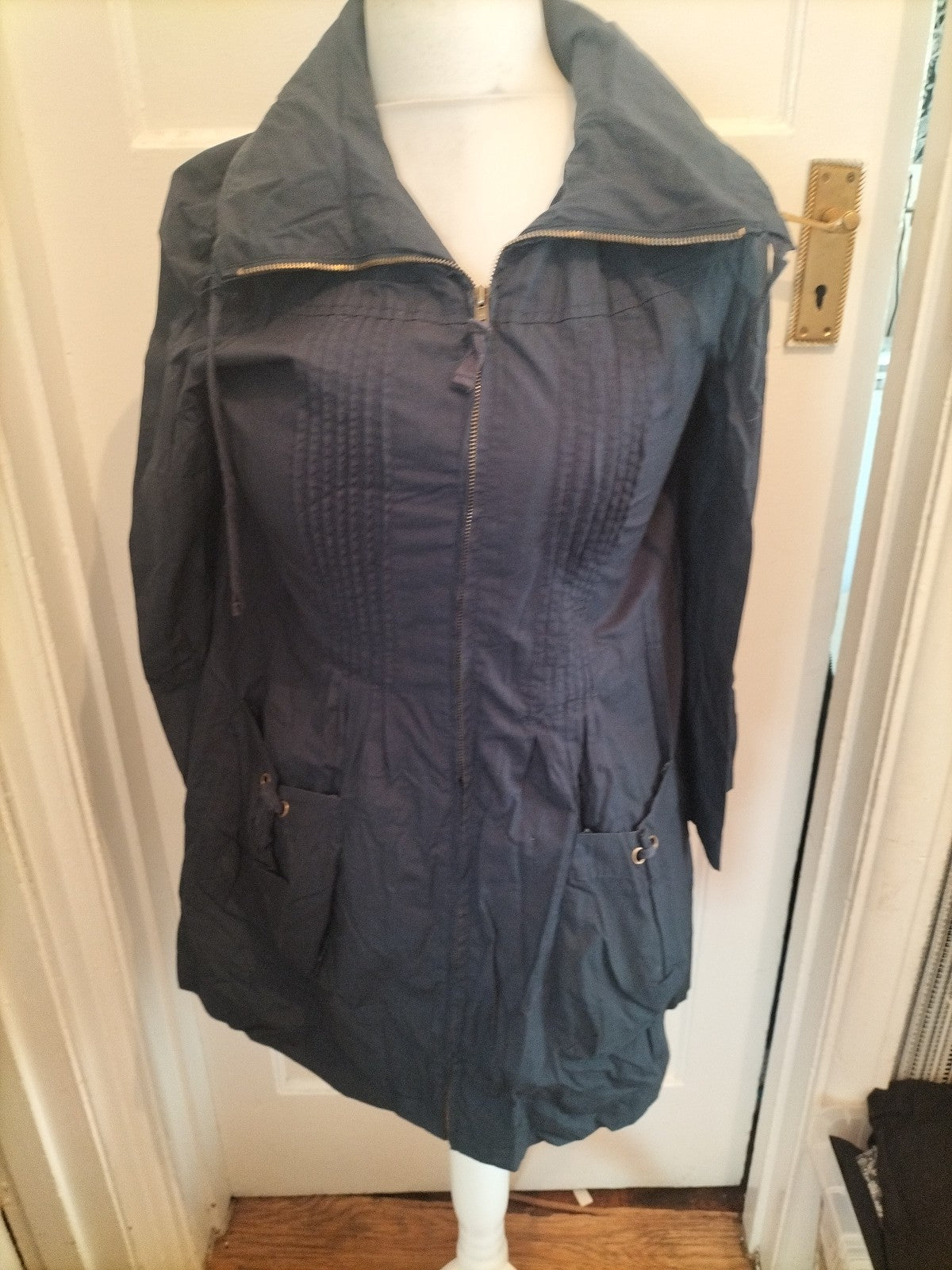 Ladies Denim&Co Size 10 Navy Longline Coat