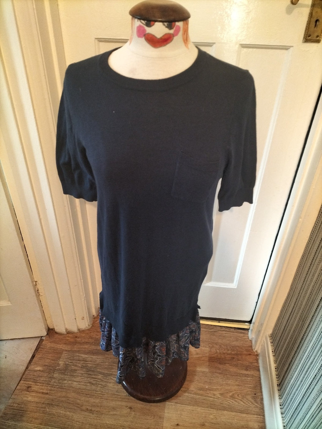 Ladies Next Size 10 Navy Long Sleeved Aztec Hem Dress