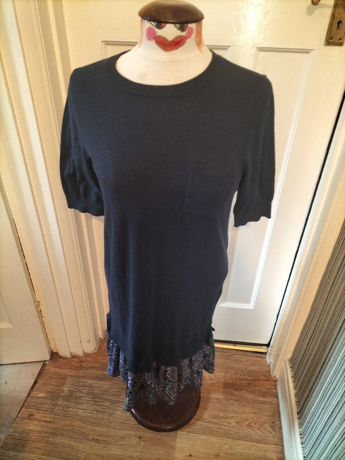 Ladies Next Size 10 Navy Long Sleeved Aztec Hem Dress