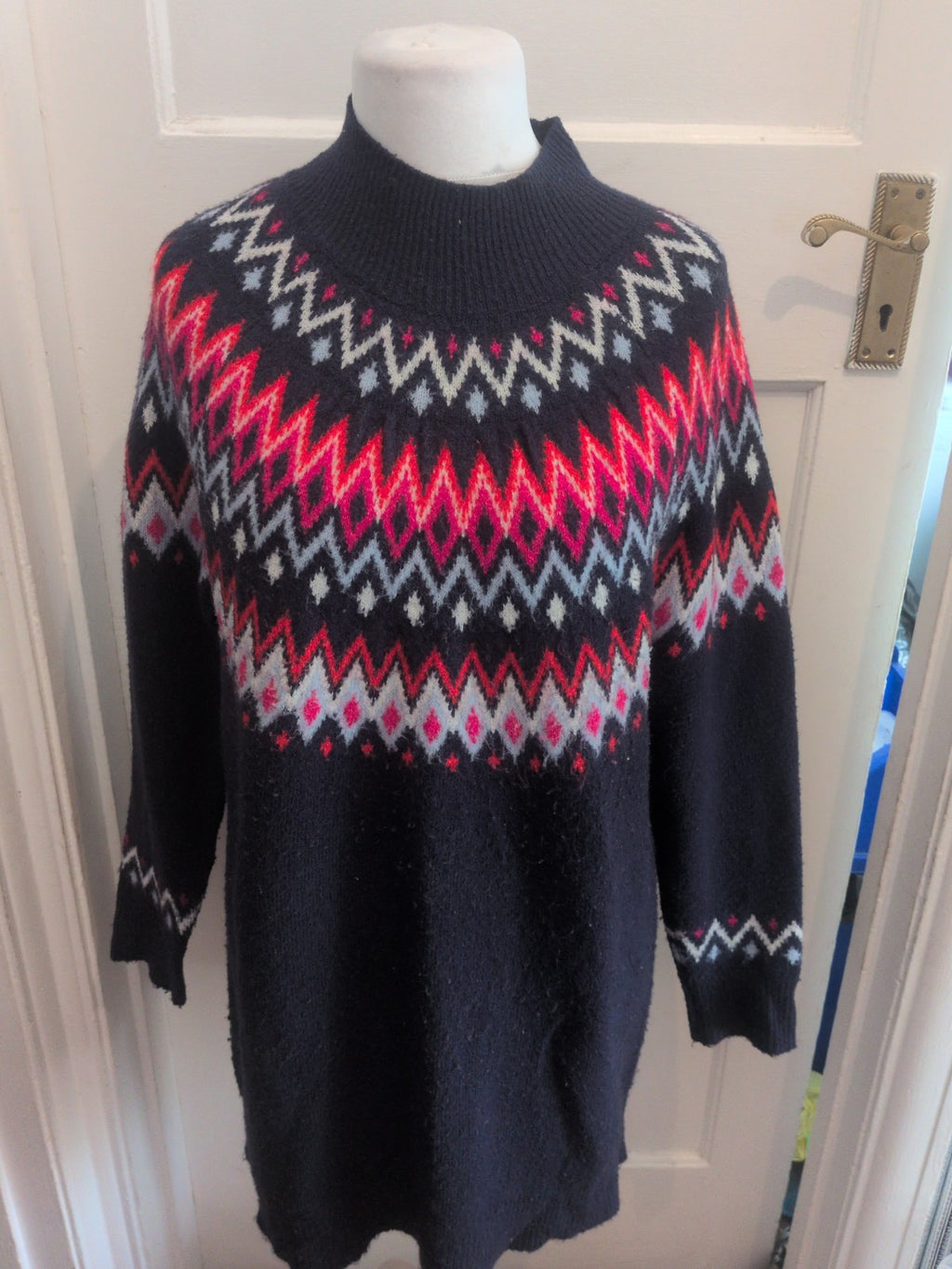 Ladies Navy/red/white Long Line Jumper Size Med George Free Delivery