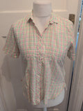 Gant 12 Multicoloured Check Short Sleeve Buttoned Collared Blouse