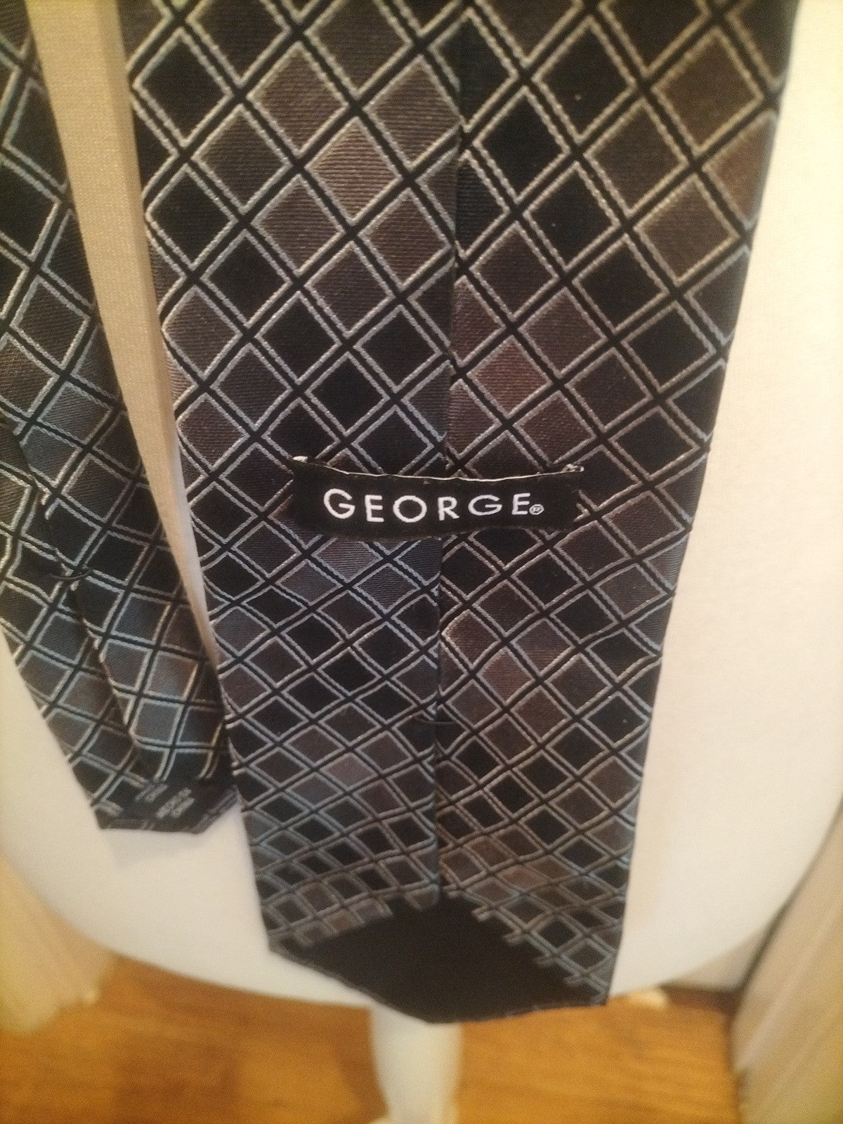 Mens Black And Silver Tie