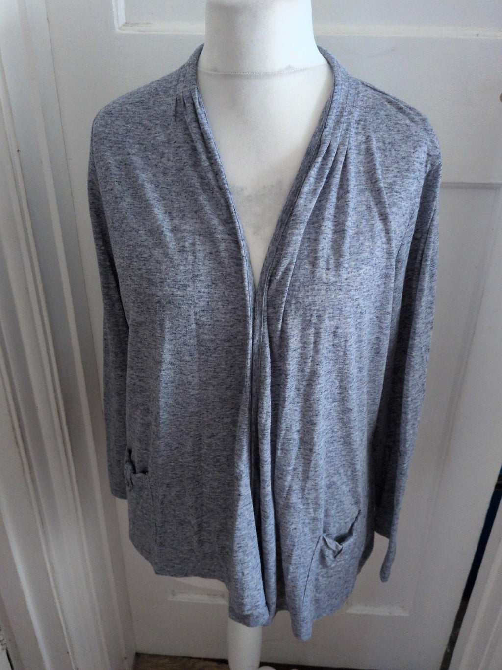 Marks And Spencer 20 Pale Navy Fleck Ultra Lightweight Open Blouse Long Sleeve