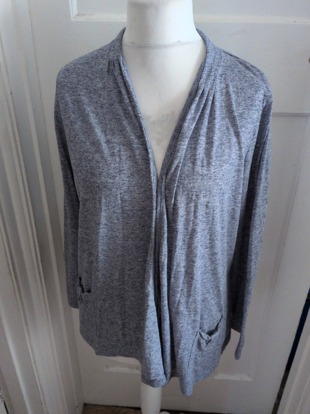Marks And Spencer 20 Pale Navy Fleck Ultra Lightweight Open Blouse Long Sleeve