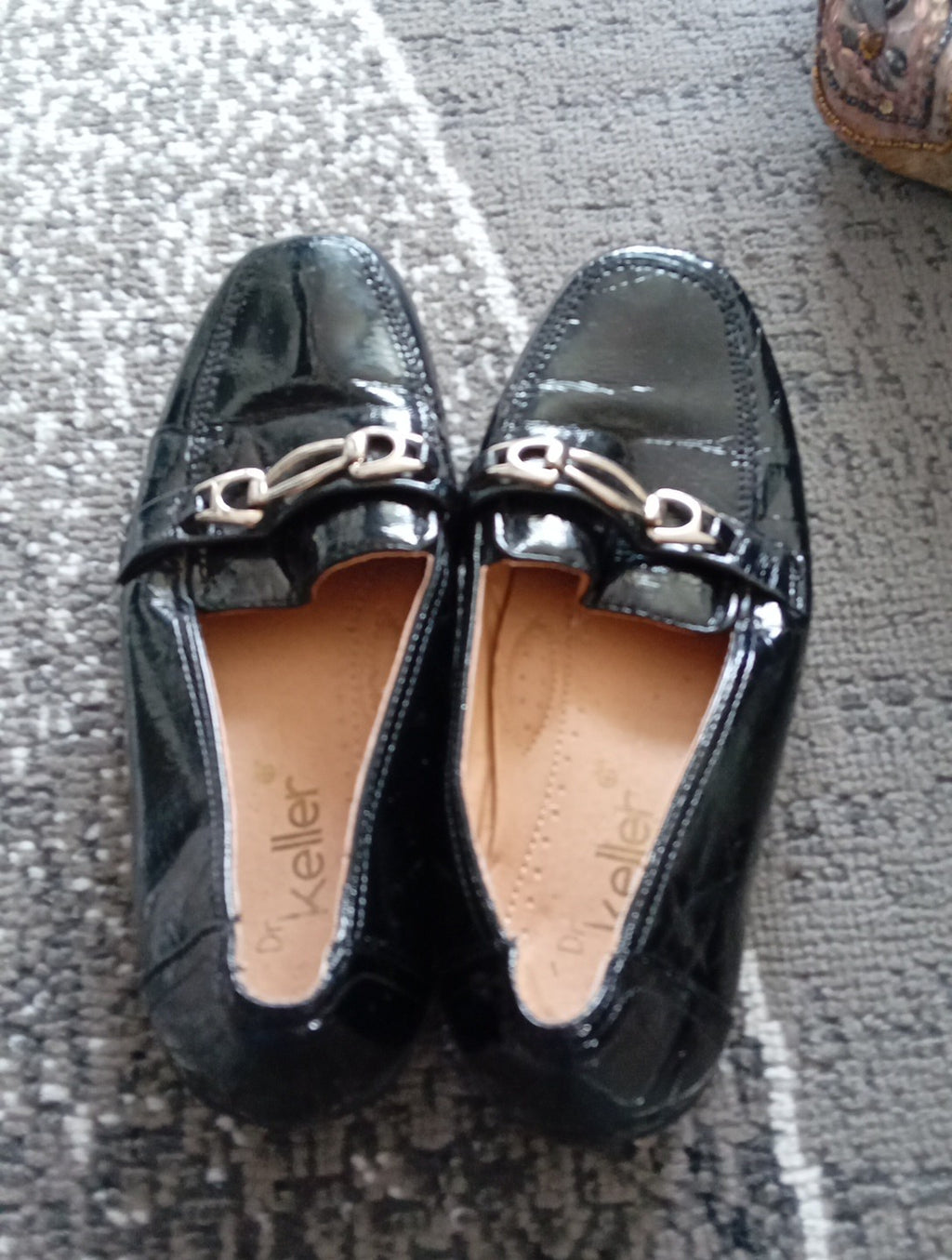Ladies Dr Keller Black Patent Shoes Size 6 Free Delivery