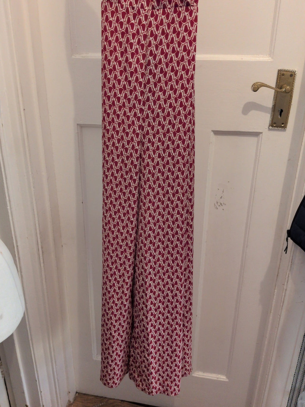 Shein M Red And White Sleeveless Jumpsuit