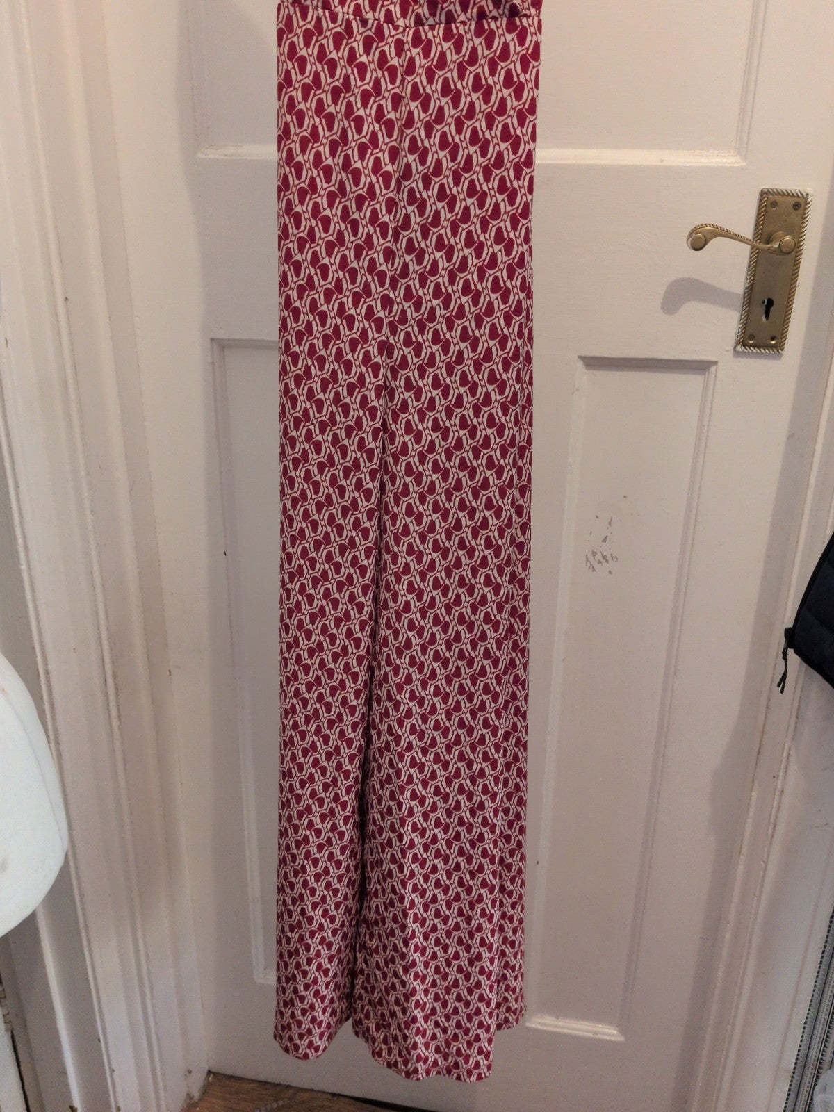Shein M Red And White Sleeveless Jumpsuit