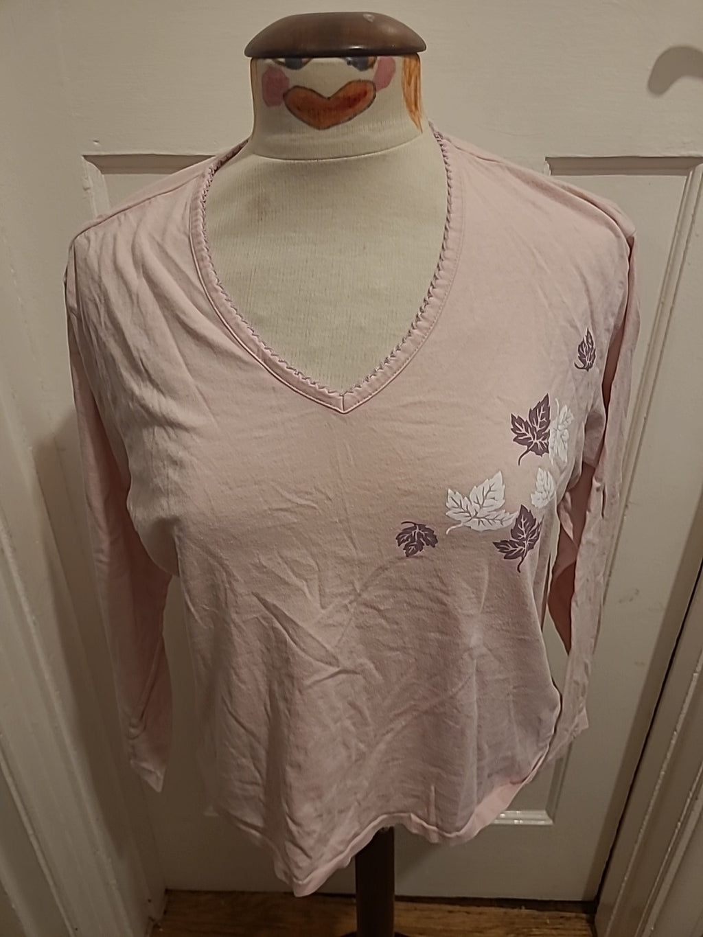 Ladies Damart Size Small Pink Floral Pyjama Top