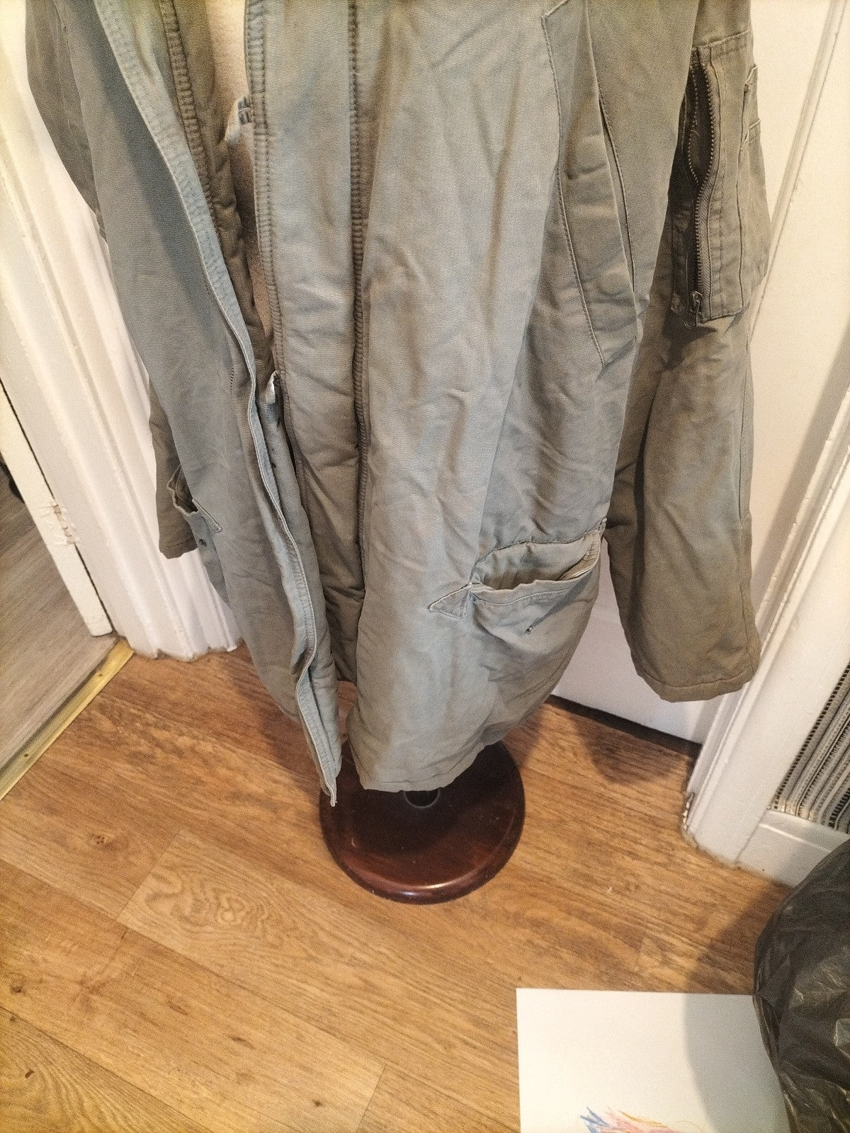 Mens Lee Cooper Size XL Khaki Lined Long Sleeved Faux Fur Hood Coat