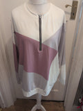 Ladies Size 3XL Grey White And Purple Long Sleeve Top