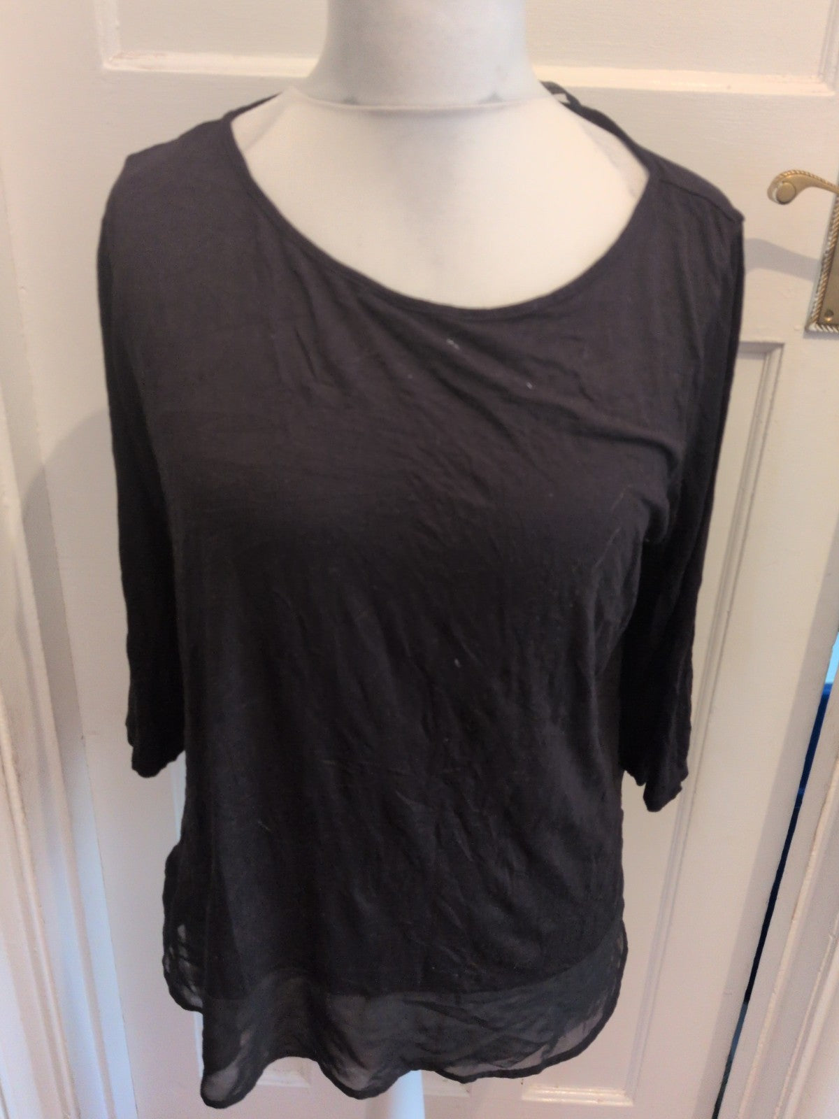 George 18 Black Half Sleeve Blouse