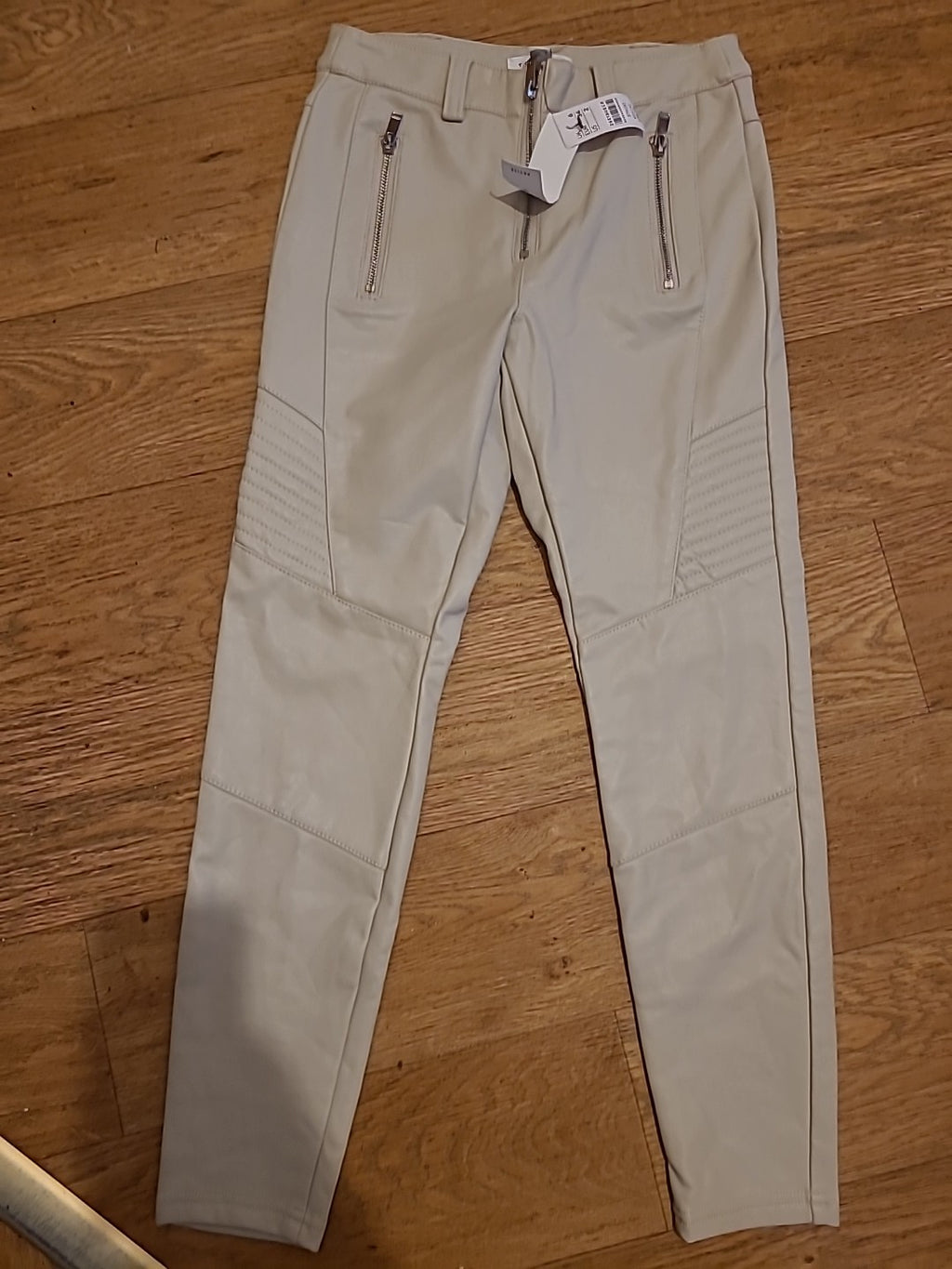 Brand New Ladies Topshop Size 6 Petite Cream Pleather Trousers RRP £39.99