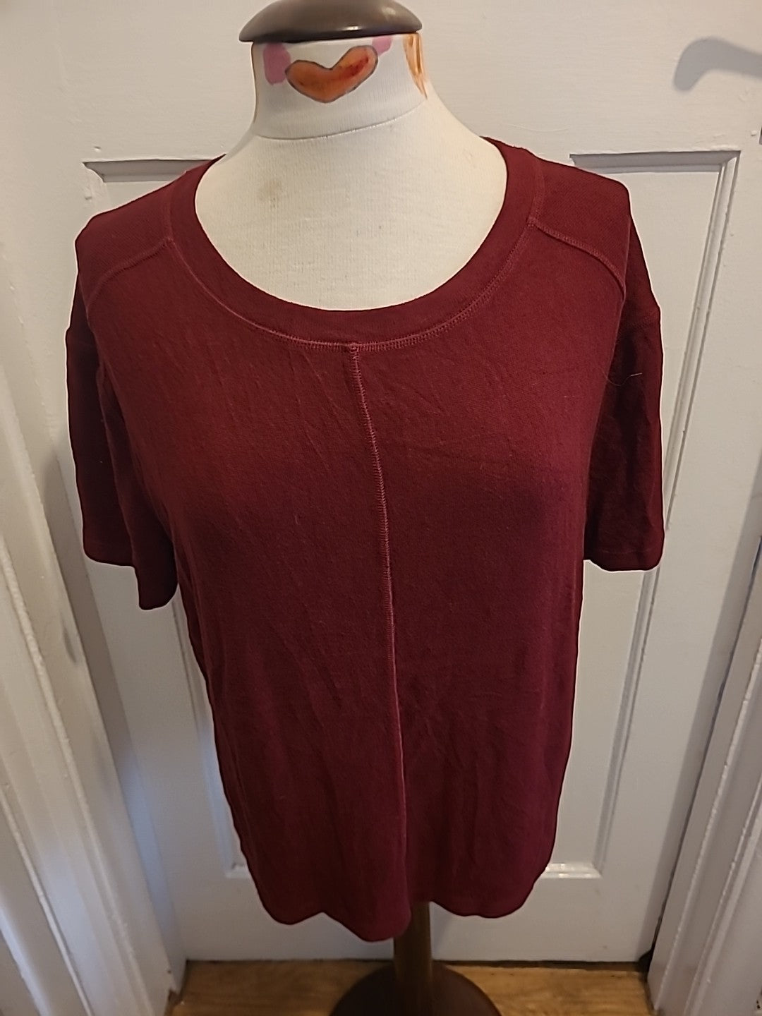 Mens Mark's And Spencer Size Medium Claret Short Sleeve Top