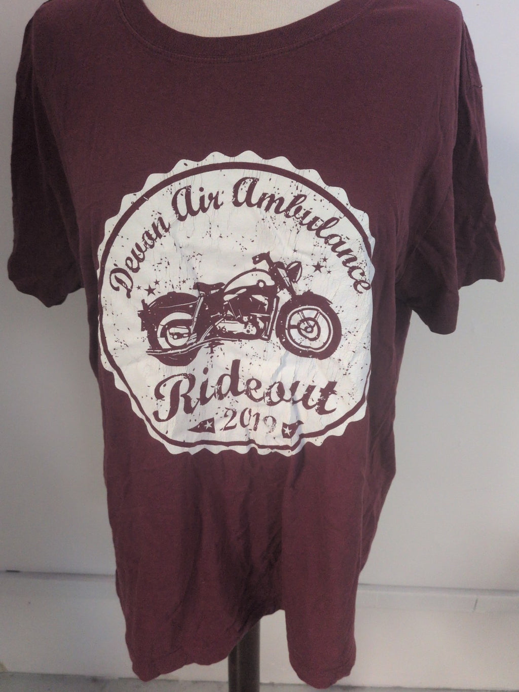 Mens Large Purple Short Sleeve Printed Motorcycle T-shirt