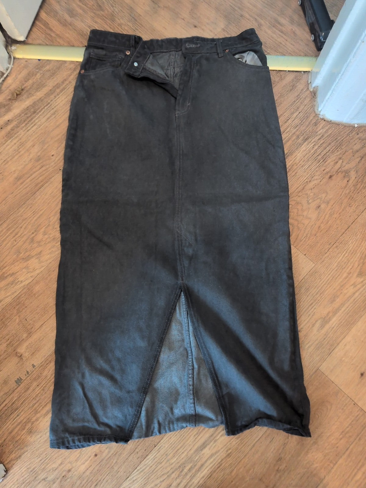 EU 42 Dark Grey Denim Long Length Skirt