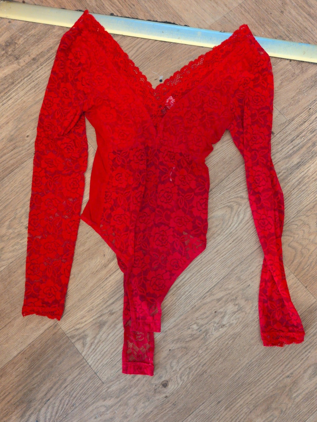 Ladies Divided Small Red Lacey Bodysuit