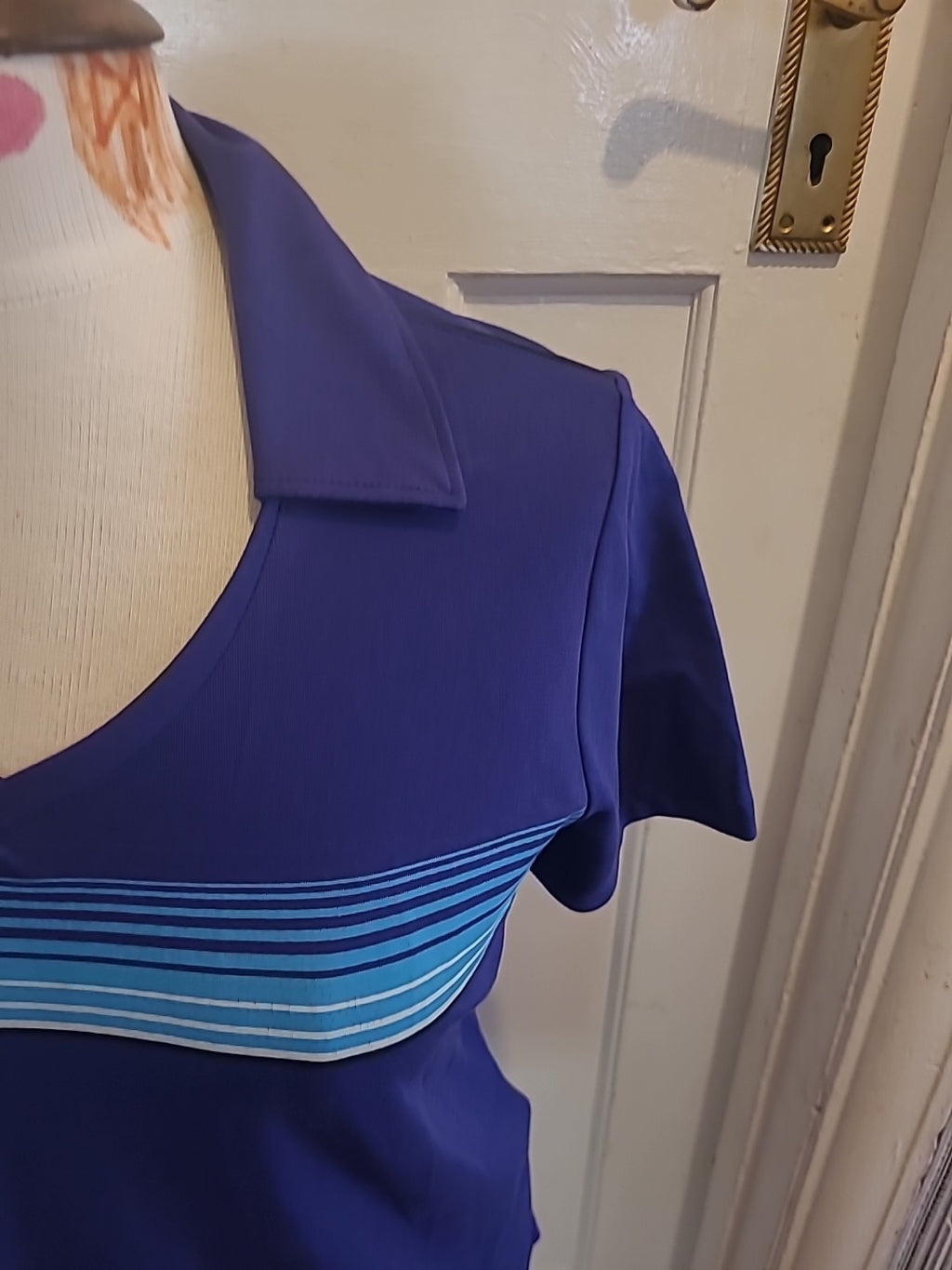 Ladies Ashworth Size Medium Blue Short Sleeved Polo