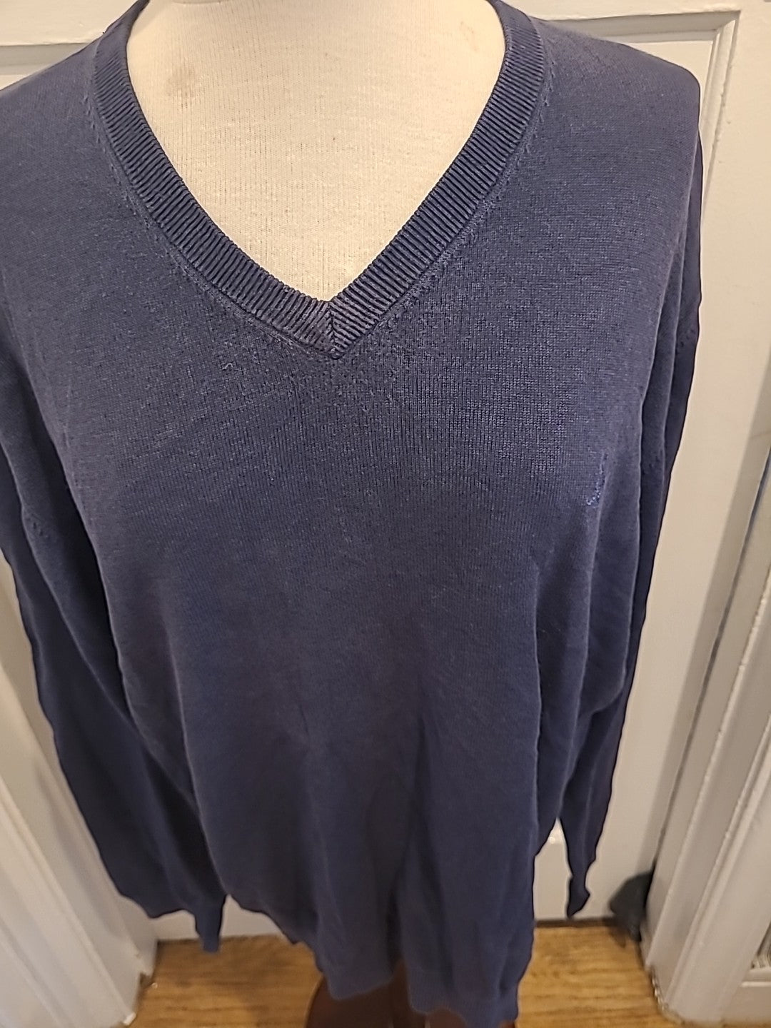 Mens 6th Sense Size 2XL Navy Long Sleeved V Neck Pullover Jumper