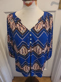 Ladies Fig And Flower Size Medium Royal Blue Mid Sleeved Blouse
