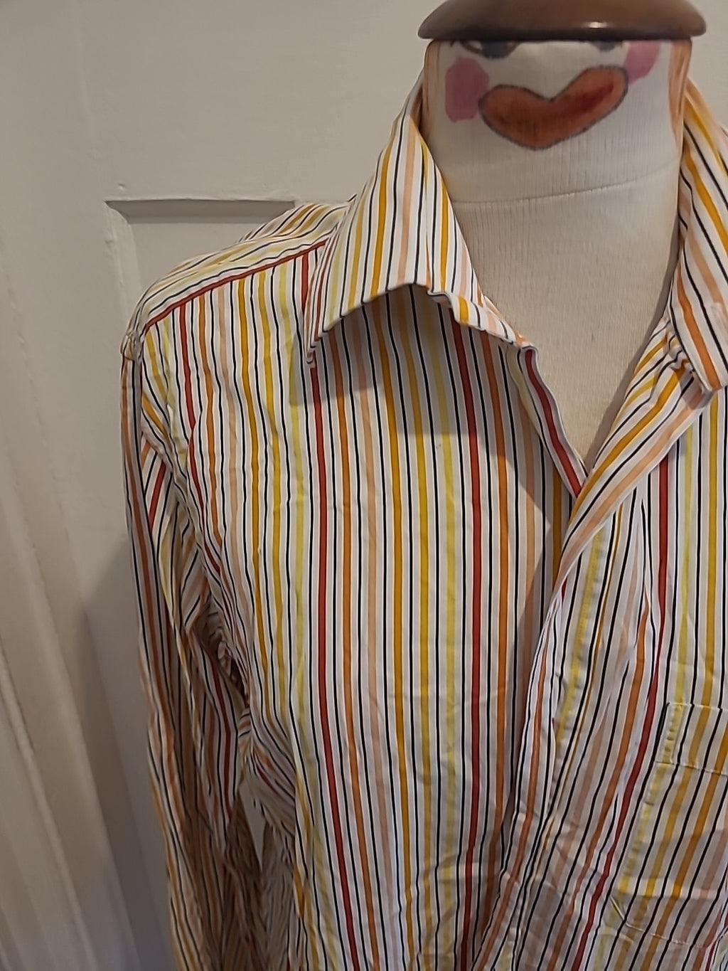 Mens Dunhill Size Large Multicoloured Striped Long Sleeved Shirt