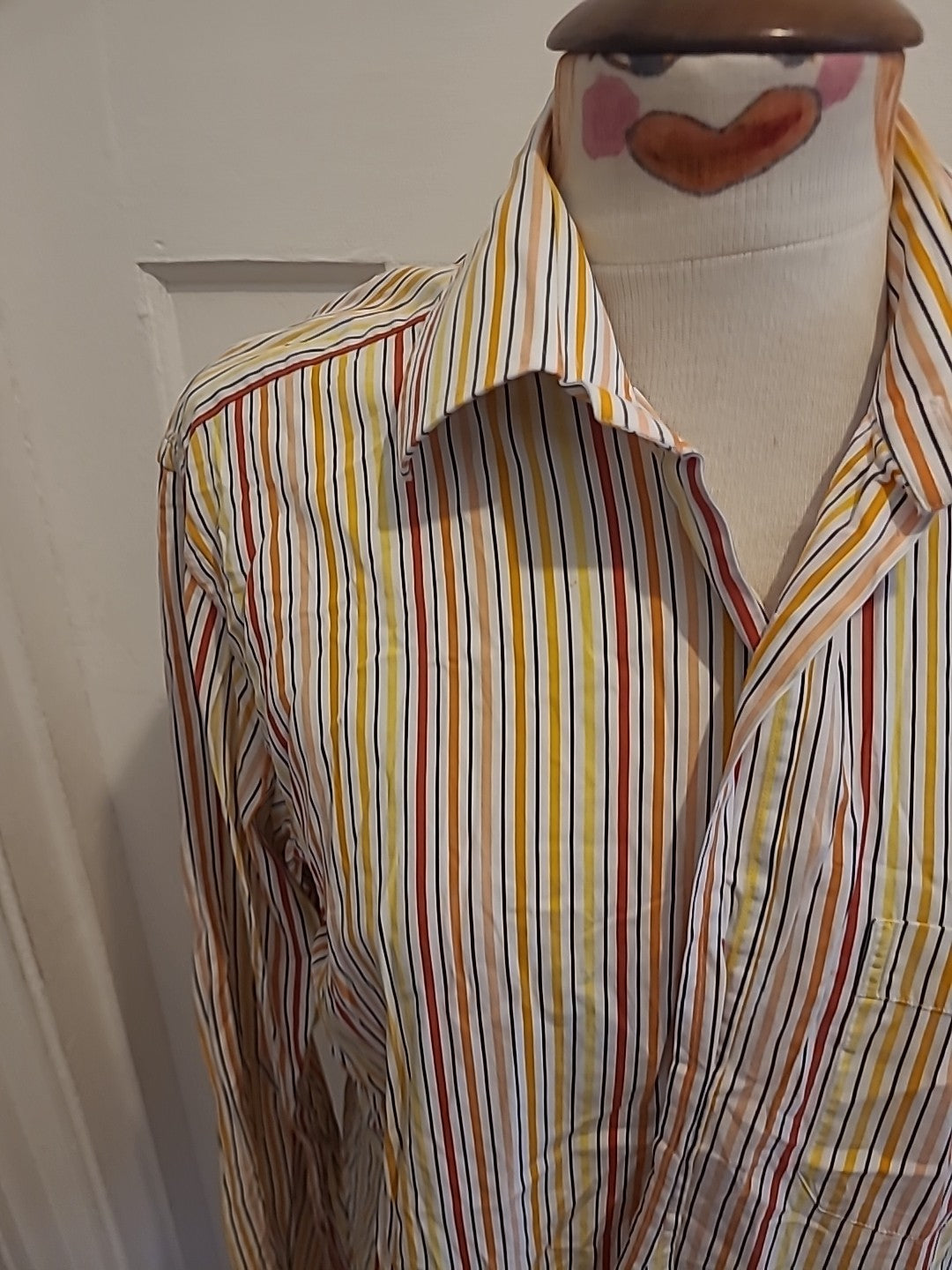 Mens Dunhill Size Large Multicoloured Striped Long Sleeved Shirt
