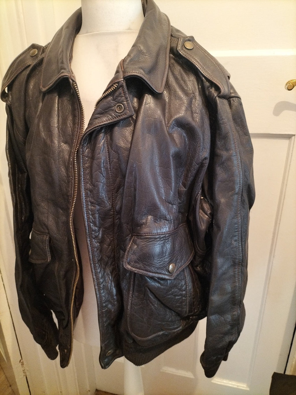 Unisex Dark Brown Faux Leather Jacket Very Heavy