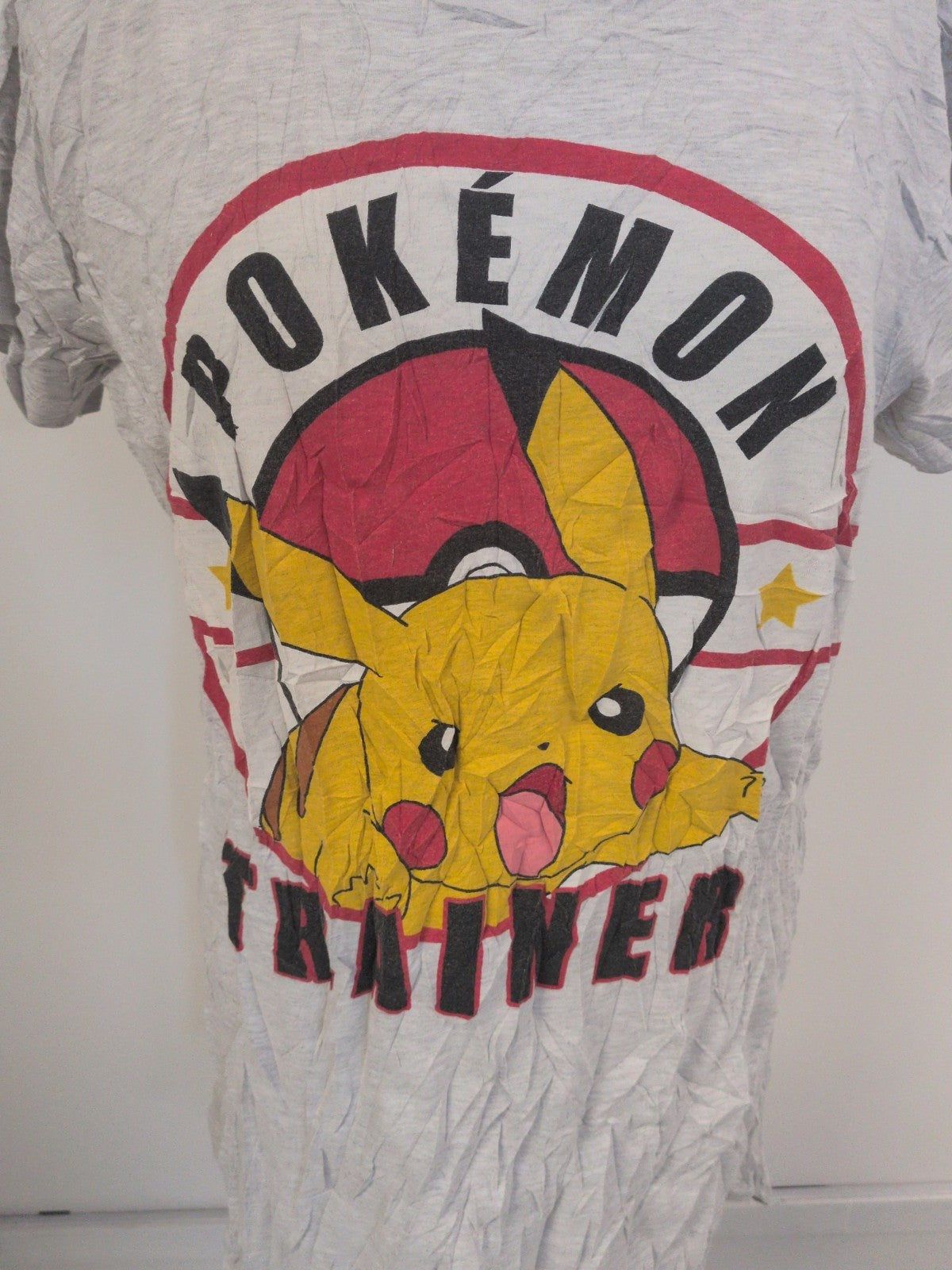 Ladies Primark Size Large Grey Pokémon Pyjama Top Short Sleeve