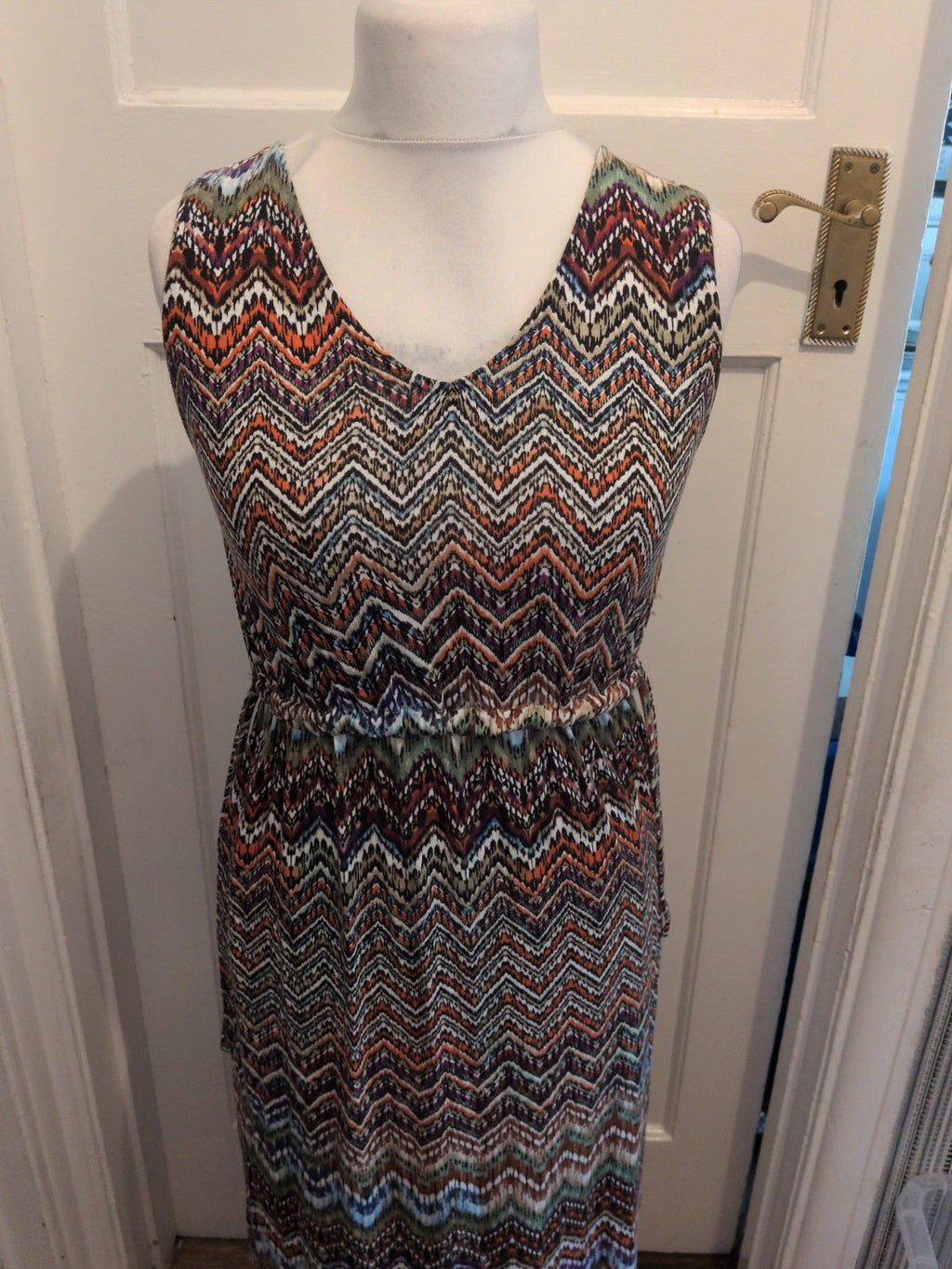 Tu 12 Multicoloured Zig Zag Sleeveless Long Length Dress