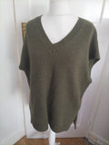 Mens Peacocks Size M Green V Neck Short Sleeved Jumper