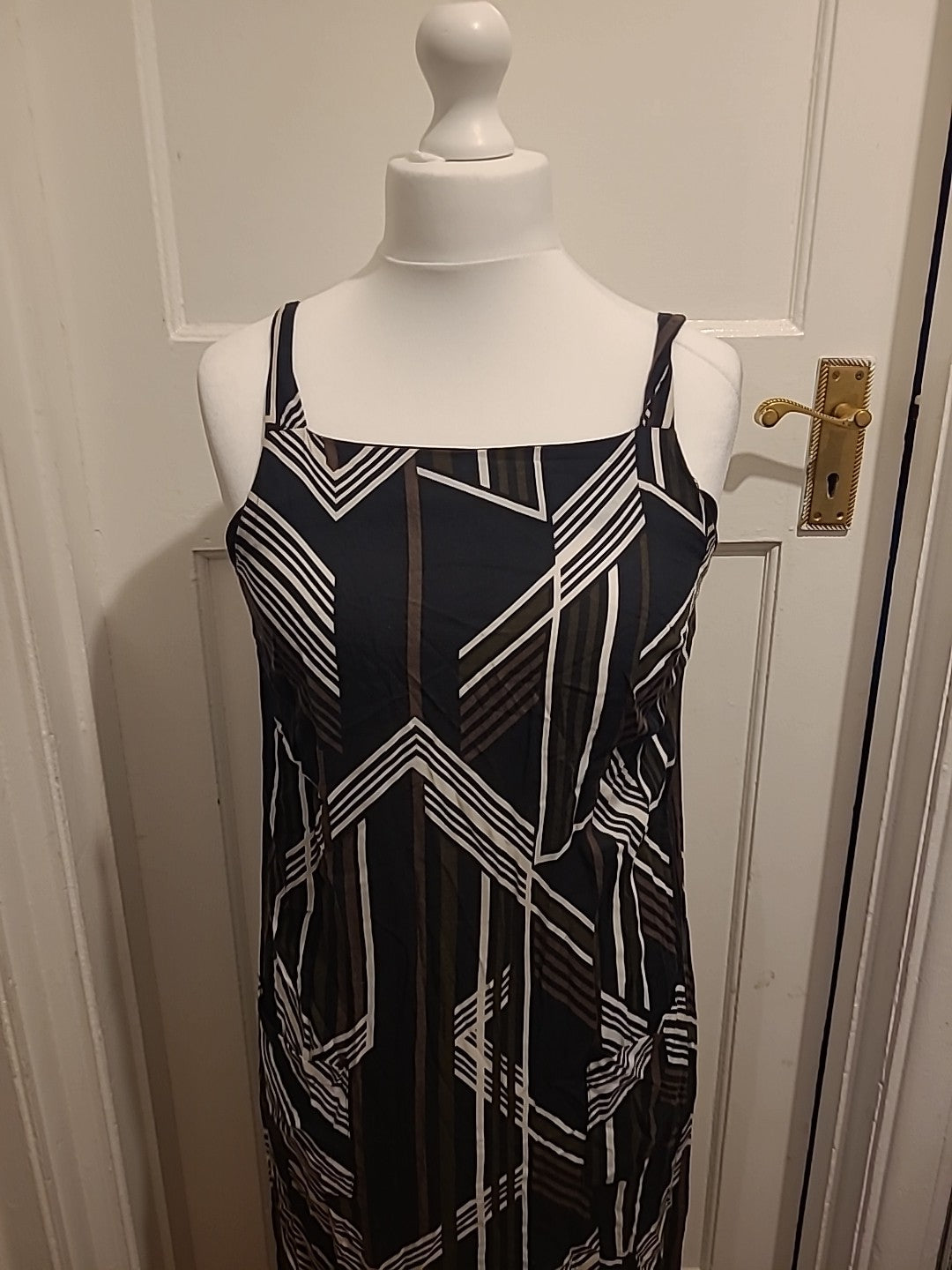 Ladies Dorothy Perkins Size 12 Black/Brown/White Sleeveless Long Pencil Dress