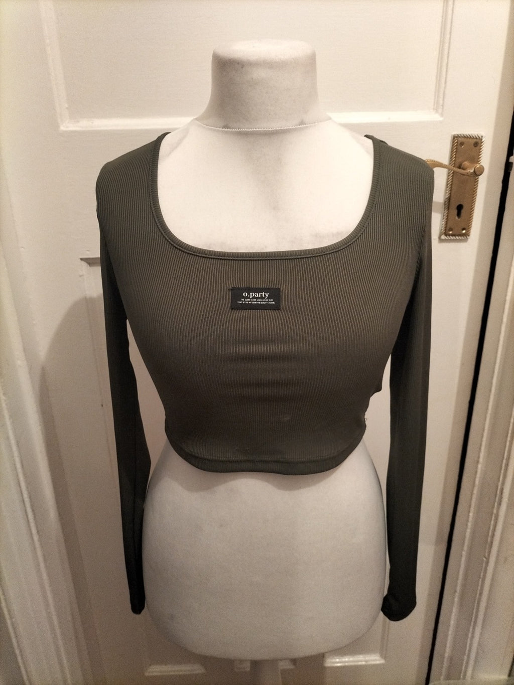 Ladies O.Party Size Small Green Ribbed Long Sleeved T-shirt