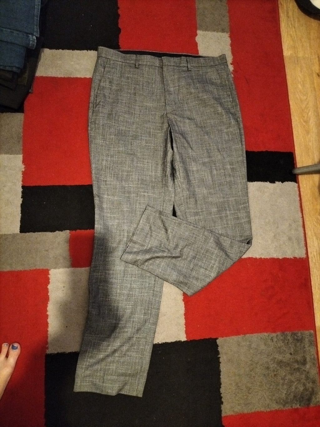 Mens Marks And Spencer Size 36x33L Grey Trousers