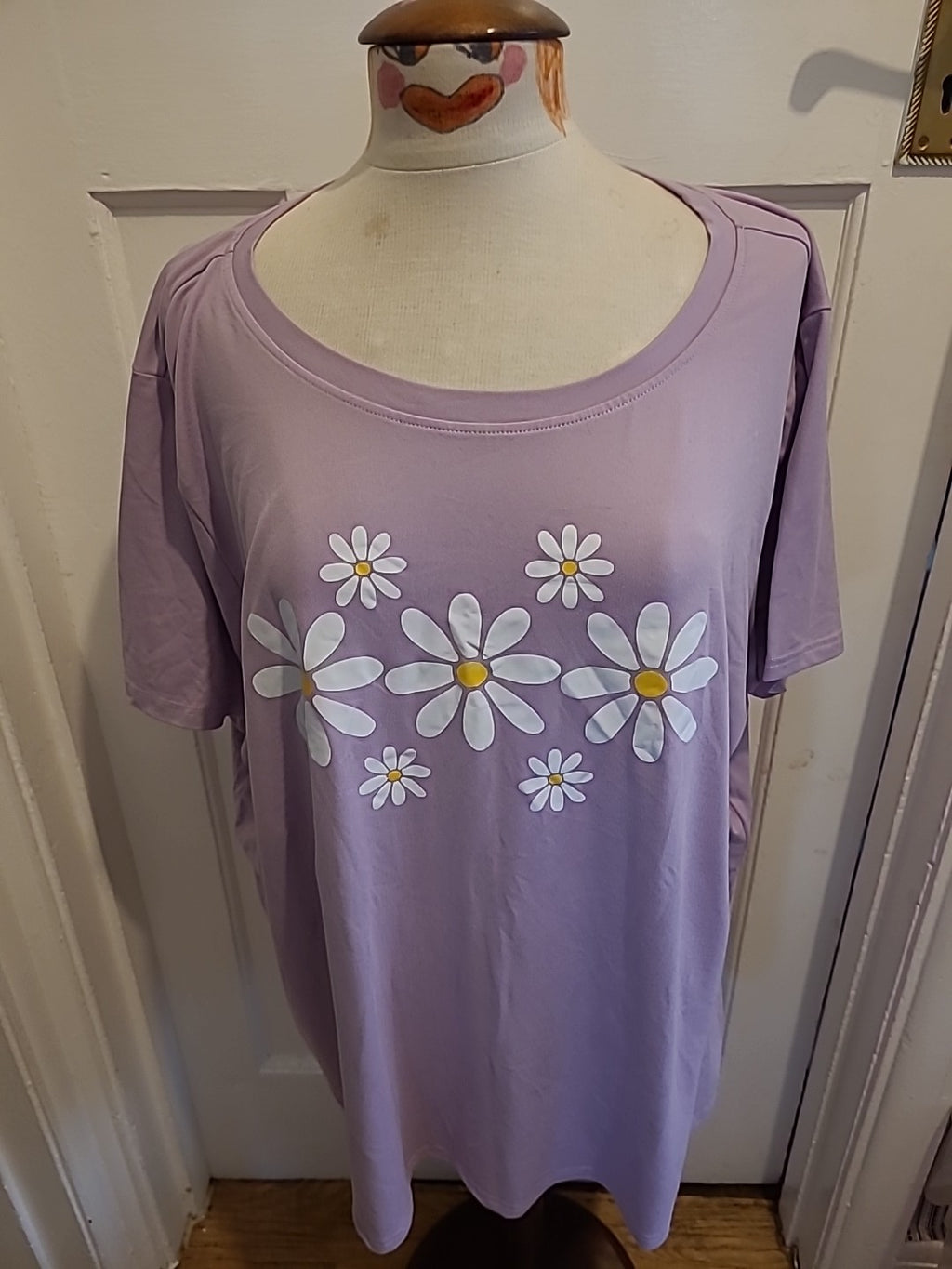 Ladies Shein Size 4XL Purple Floral Short Sleeved Tshirt