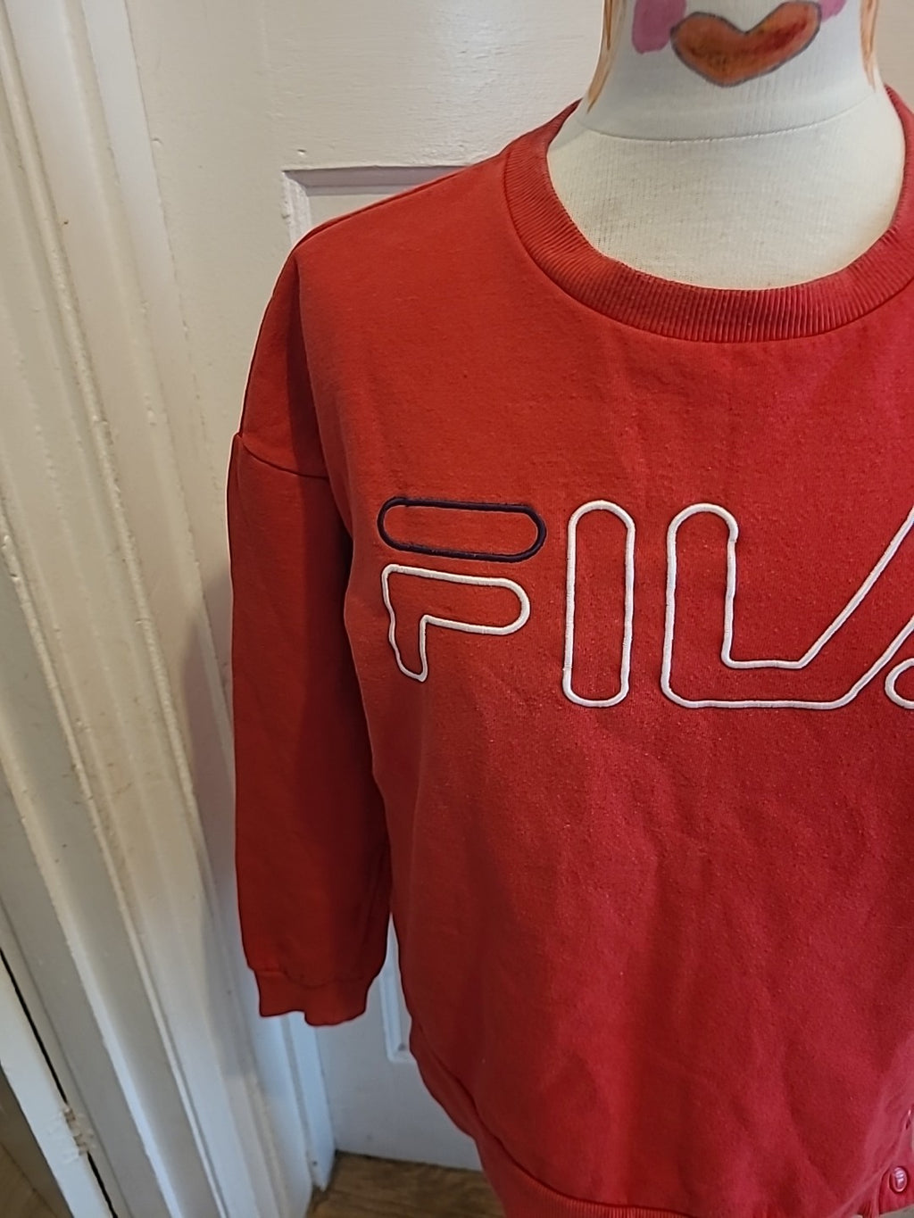 Ladies Fila Size 10 Red Long Sleeved Pullover Jumper