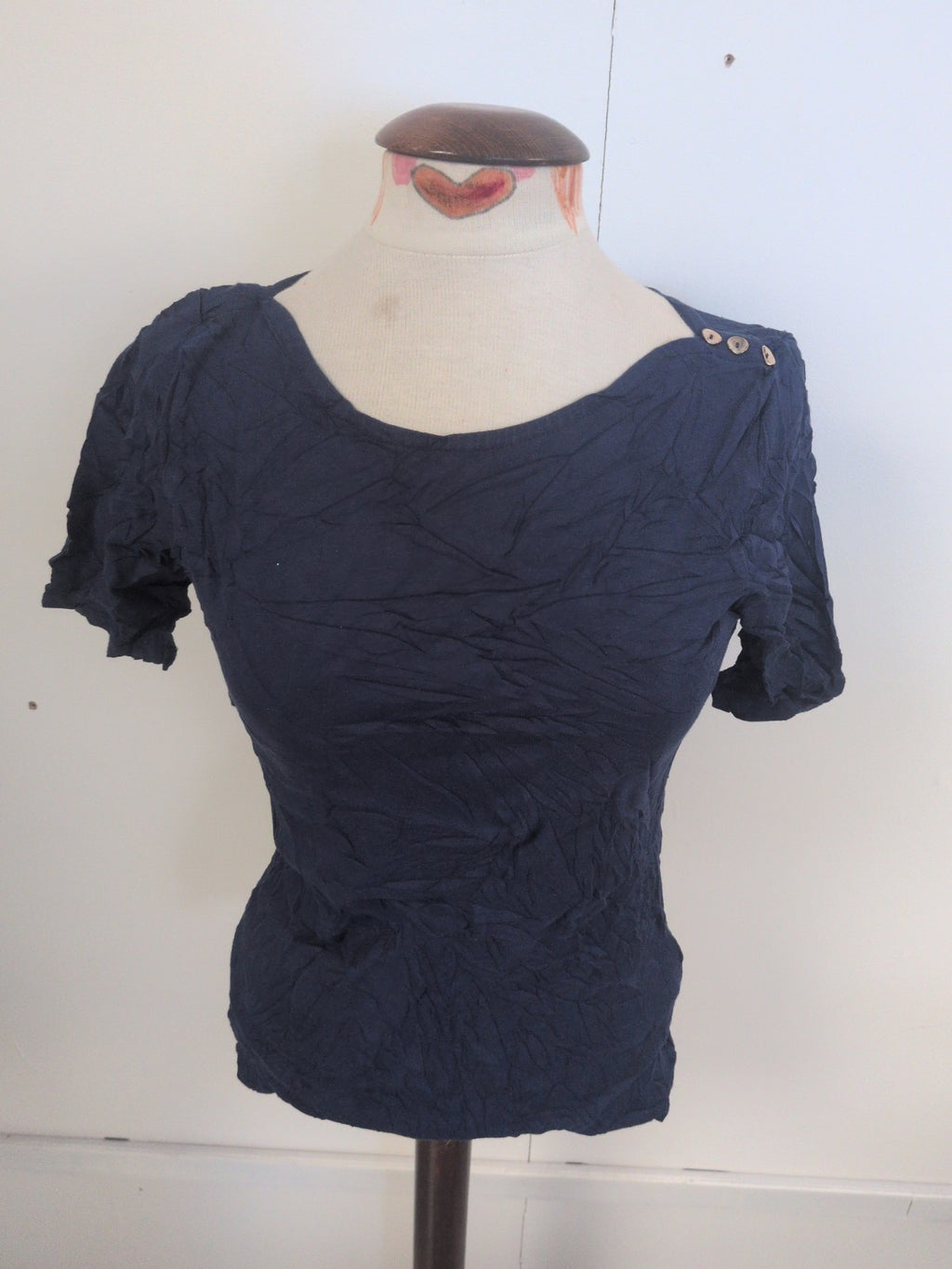 Ladies Lands End Size Small Deep Blue Short Sleeve T-shirt