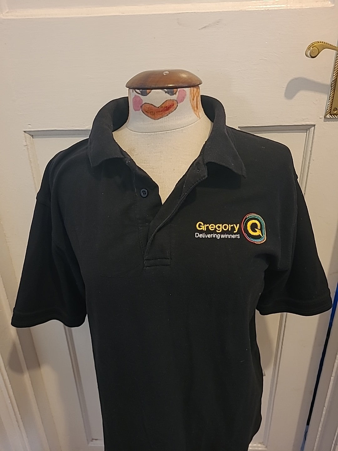 Mens Size Medium Black Gregory Short Sleeved Polo