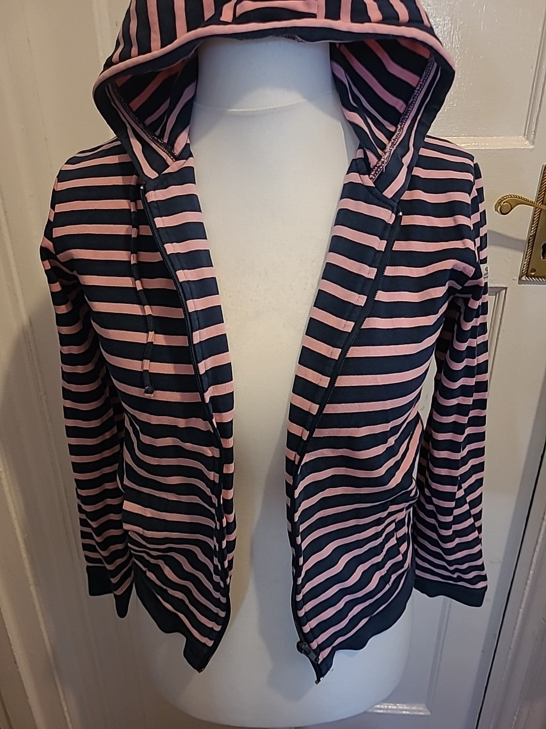 Ladies Mousqueton Size Euro 40 Pink And Navy Striped Jacket