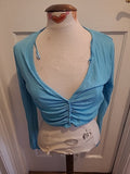 Ladies Zara Size Medium Pale Blue Cropped Long Sleeved Tshirt