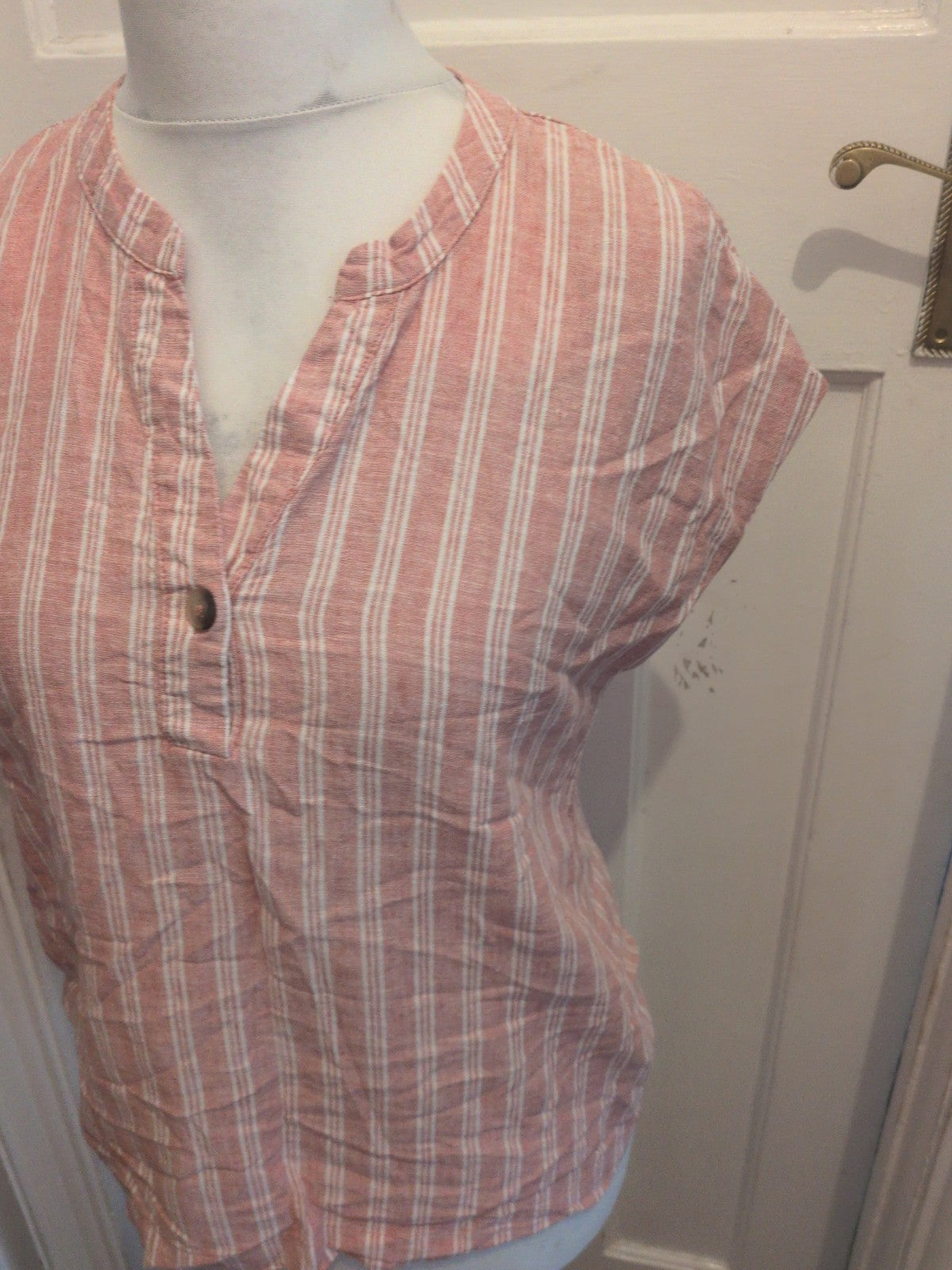 Esmara 8 Pink White Stripe Short Sleeve Blouse T-shirt
