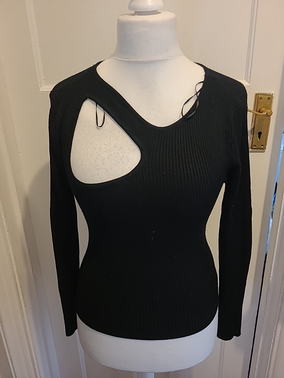 Ladies Brave Soul Size Small Black Ribbed Long Sleeved Jumper