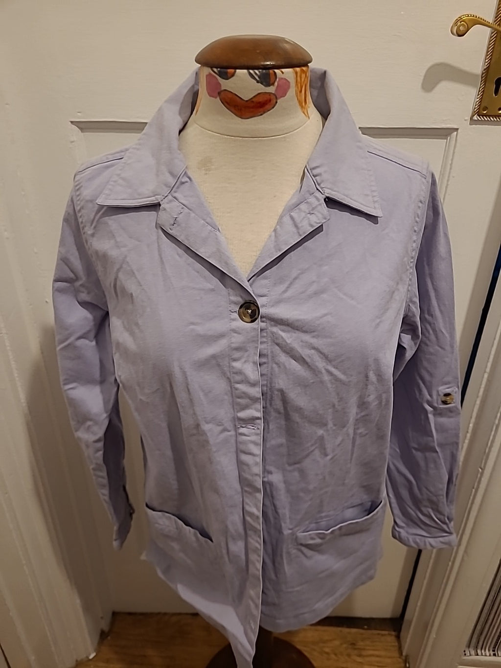 Bonmarche Size 14lilac Long Sleeved Denim Feel Shirt