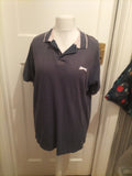 Mens Slazenger Size Large Navy Faded Short Sleeved Polo