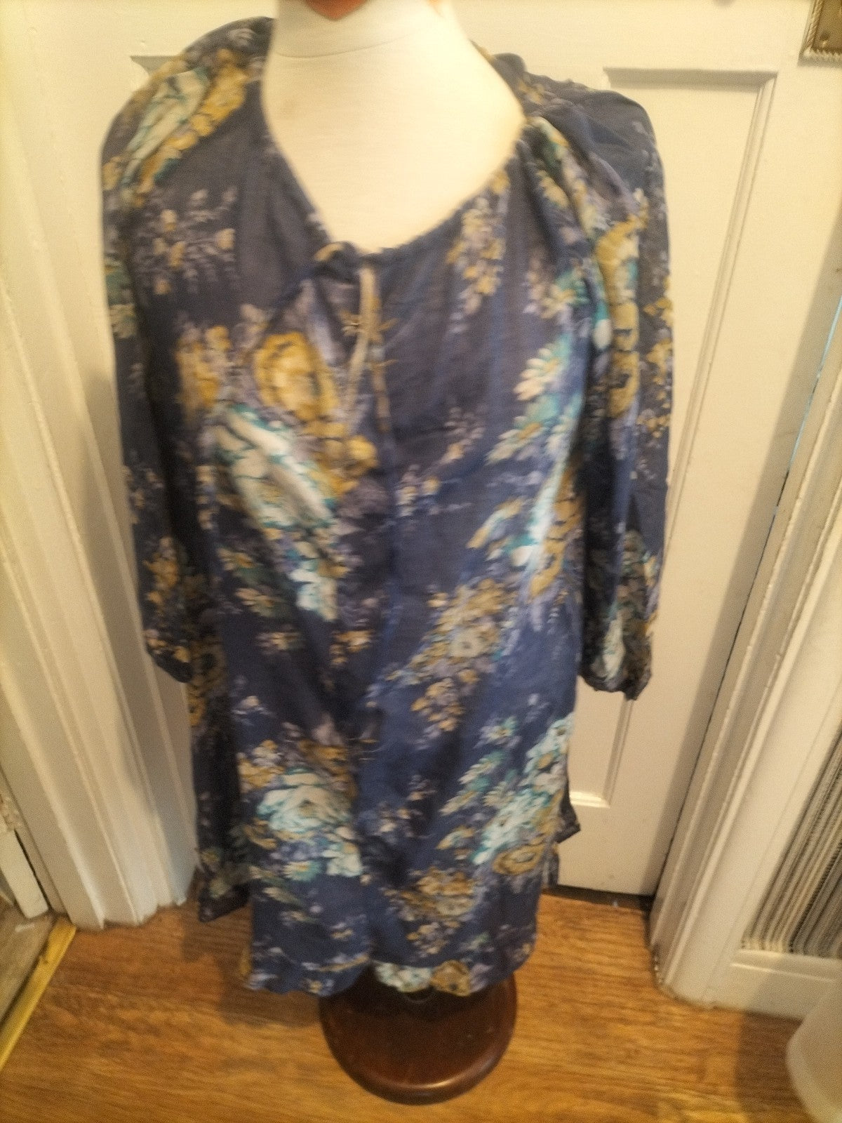 Ladies C&A Size 14 Floral See Through Long Sleeved Dress